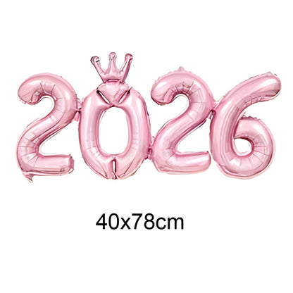 Crown 2026 Number Foil Balloons Happy New Year Eve Party Decoration Photo Booth Props Supplies Christmas Home Decor Navidad 2026