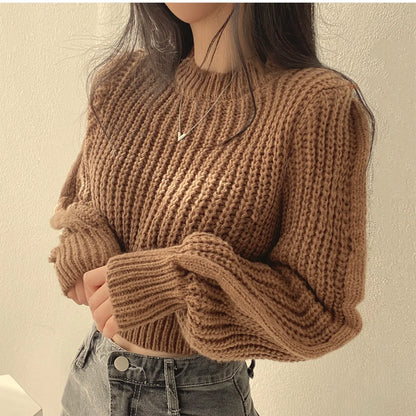 Knitted Sweater Women Pullovers New Long Sleeve O-Neck Black Knit Sweater Pullover Women Tops Sweaters Sueters De Mujer Q718