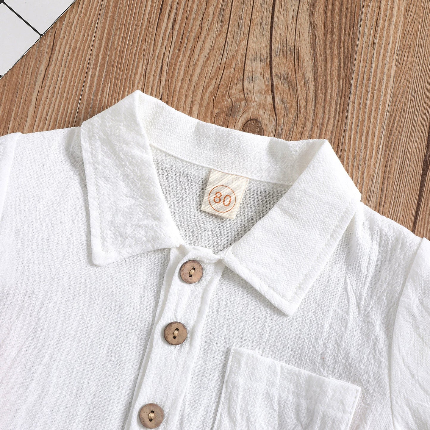 2022-03-09 Lioraitiin 0-4Years Toddler Baby Girl Boy Summer Clothing Set Short Sleeve Solid Turn-Down Collar Shirt Shorts