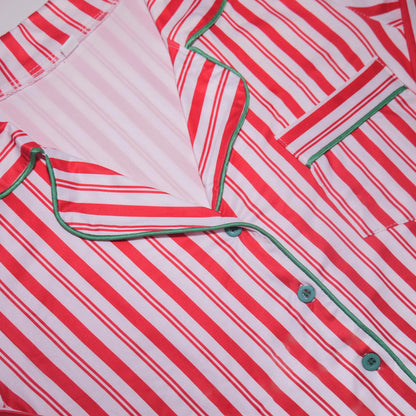Family Christmas Pajamas Set Striped Print Mother Kids Matching Clothes Button Shirt+Trousers Children Clothing Xmas Look Pijama
