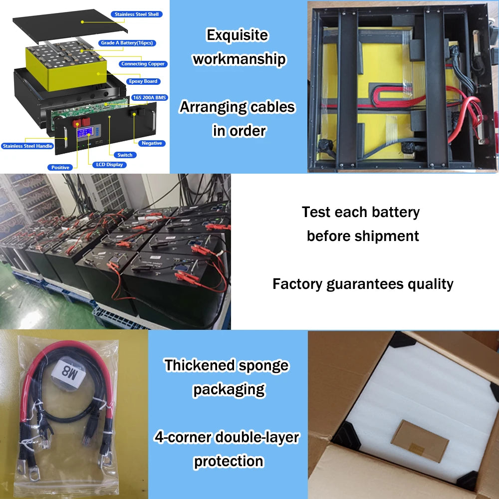 EU PL Stock 48V 300Ah LiFePO4 Battery Pack 15Kwh 100Ah 120Ah 200Ah 150Ah 6000+ Cycles Built-in BMS RS485 CAN Home Energy Storage