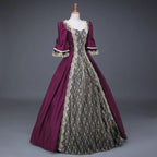 18th Century Medieval Dress Women High Waist Half Sleeve Ball Gown Princess Lace Patchwork Satin Dress Queen Renaissance Costume