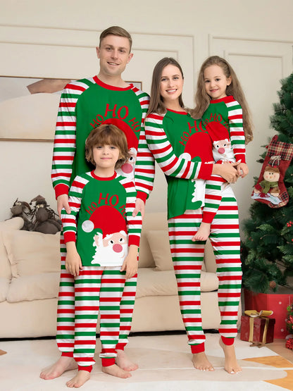 Europe and the United States 2024 new Santa Claus stripes Christmas family home clothing pajamas new set