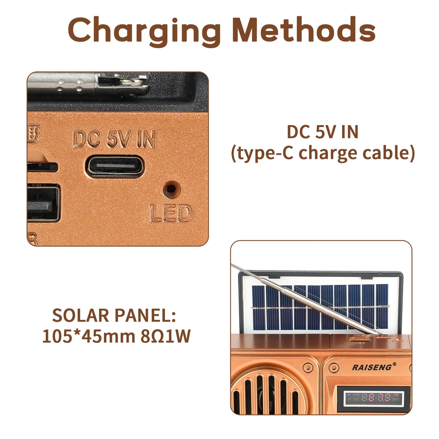 49BTS Wireless Bluetooth speaker MP3 playback FM radio Solar charging emergency radio full band high sensitivity