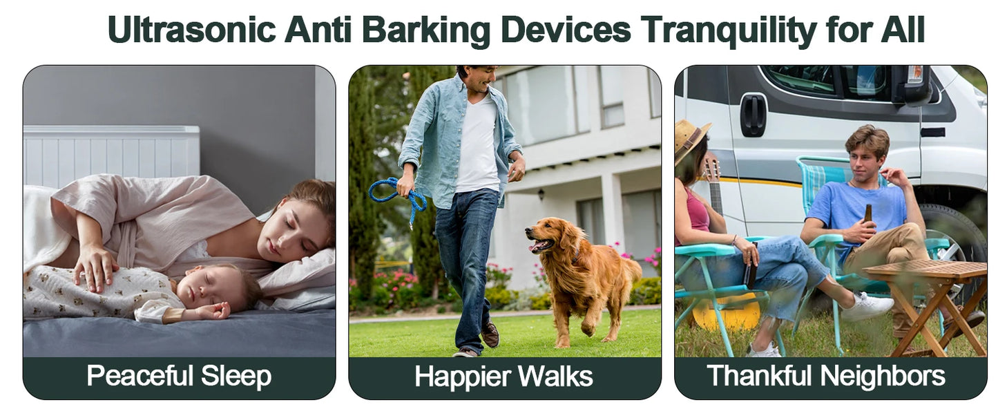 Anti Barking Device for Dogs, 3 Modes Ultrasonic Dog Bark Deterrent Devices Range 33 FT, Safe & Humane Bark Box Indoor Outdoor