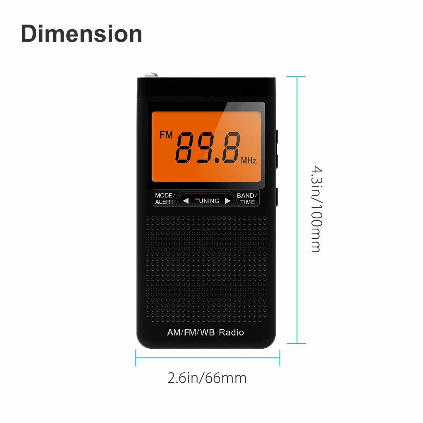 Portable Weather Radio FM AM NOAA Emergency Pocket Radio With Weather Warning Alarm Clock Auto-Search Channels Mini Hand Radio