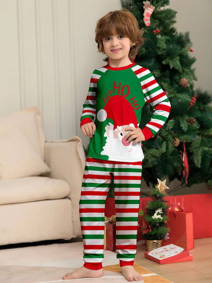 Europe and the United States 2024 new Santa Claus stripes Christmas family home clothing pajamas new set