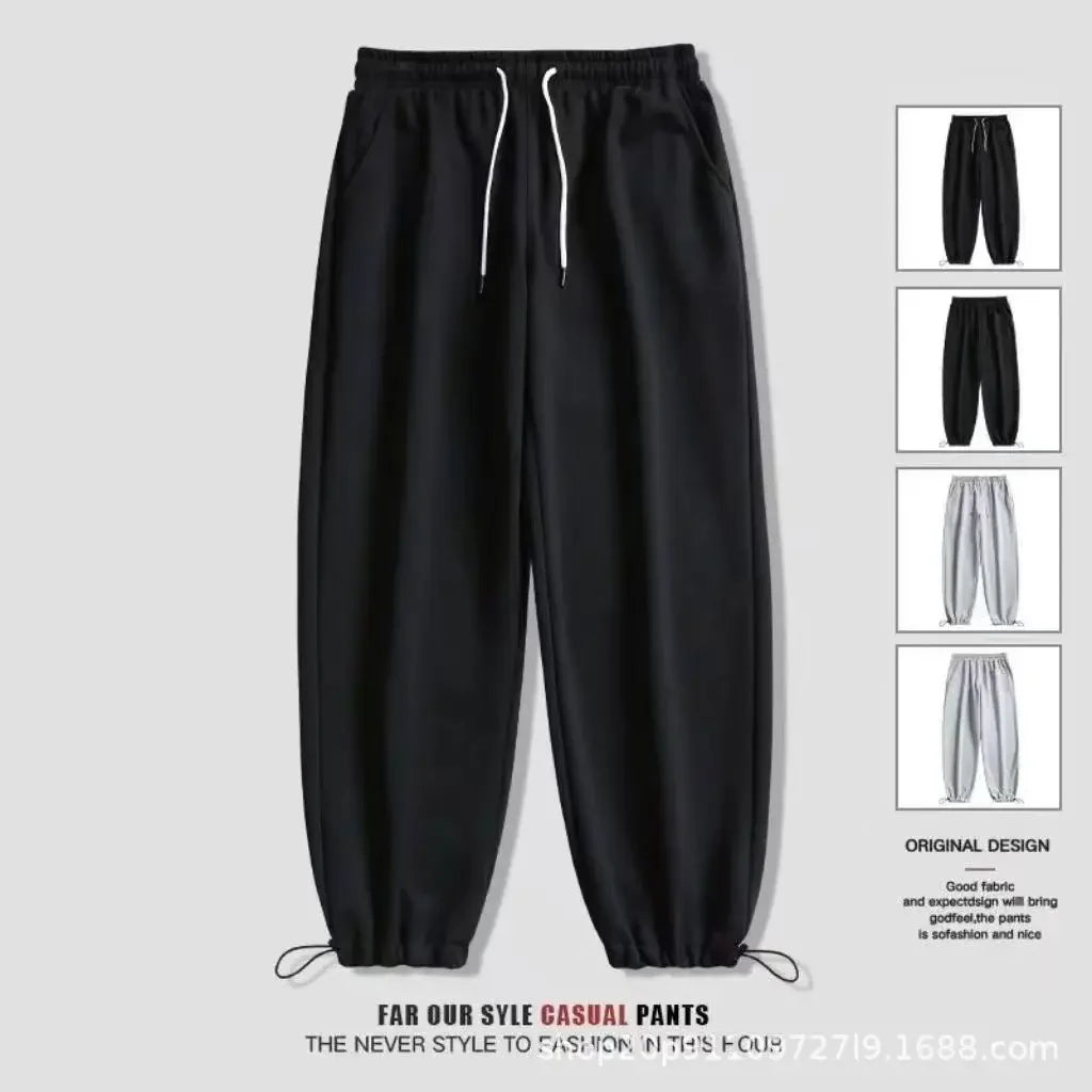 Thickened Fleece Black Sports Pants Pure Color Casual Trousers Autumn Winter New Style Slimming Harlan Pants for Women