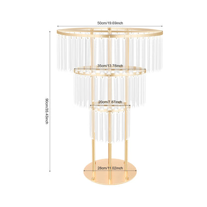 3-Tier/4-Tier Gold Crystal Flower Stand Electroplated Iron Freestanding for Wedding Party Event Decoration