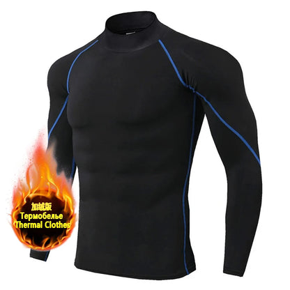 Winter Man Compression Shirt Cycling Clothing Warmth Shirt Warm Bottoming Shirt Men Compression T-Shirt Gym Sportswear 2024 New