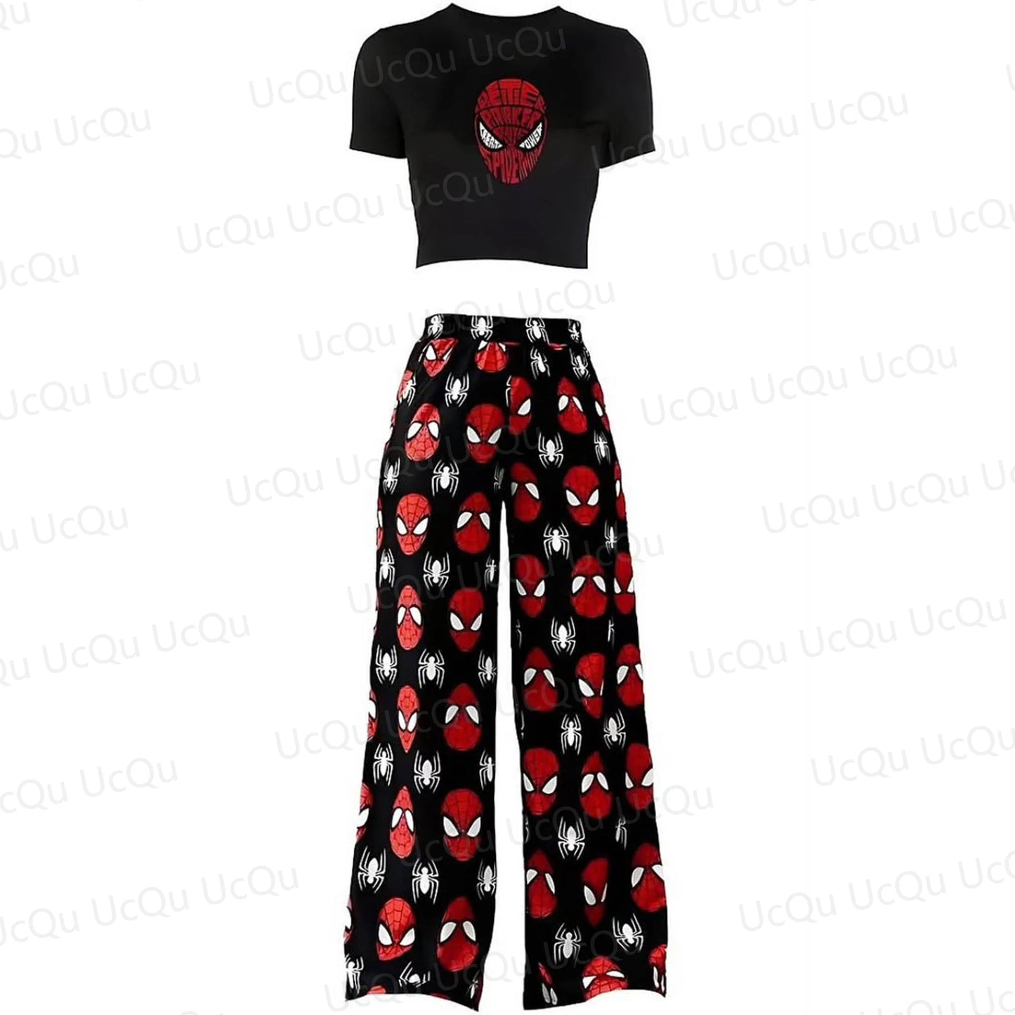 2025 Summer The Spider-Man Sexy crop top T-Shirt With Pajama pants Oversized Suit For Adult/Kids Couple's outfit Gift