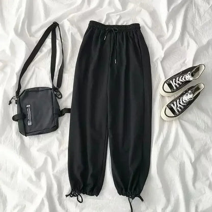 Thickened Fleece Black Sports Pants Pure Color Casual Trousers Autumn Winter New Style Slimming Harlan Pants for Women