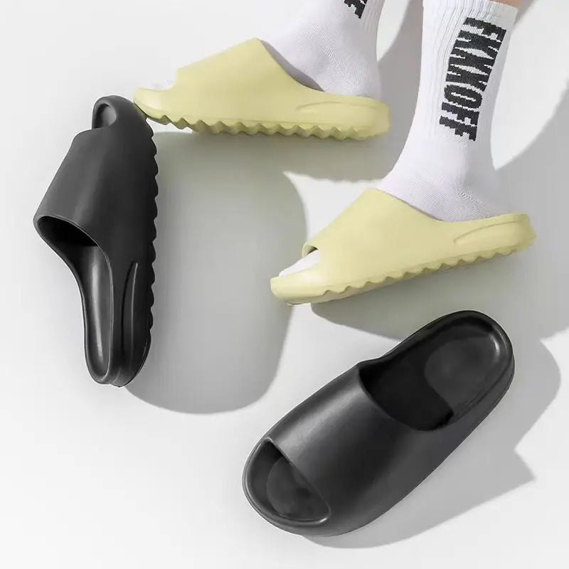 Summer Slippers Men Women Indoor Eva High Soft Bottom Sandals Open Toe Trend Slides Light Beach Shoes Slippers