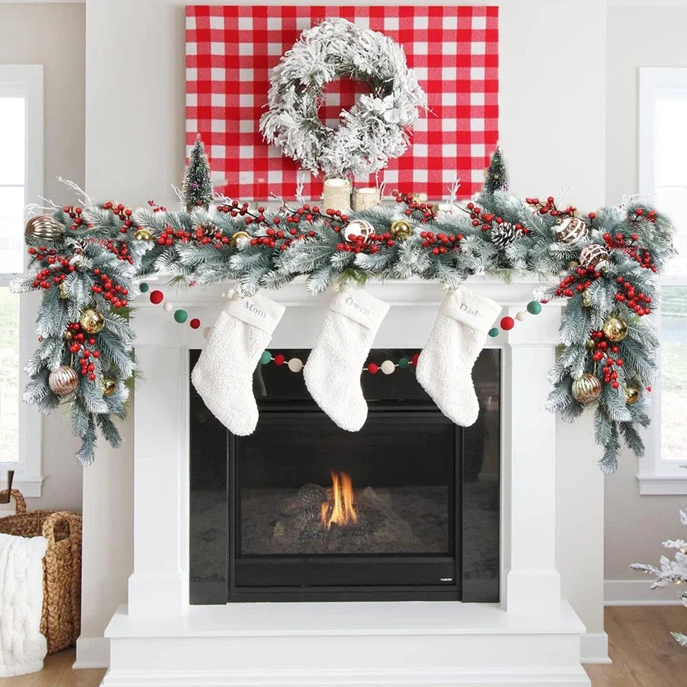 1Pc Artificial Green Plants Christmas Tree Garland Home Party Decorative Outdoor Yard Pine Tree Rattan Hanging Hot Sale Products