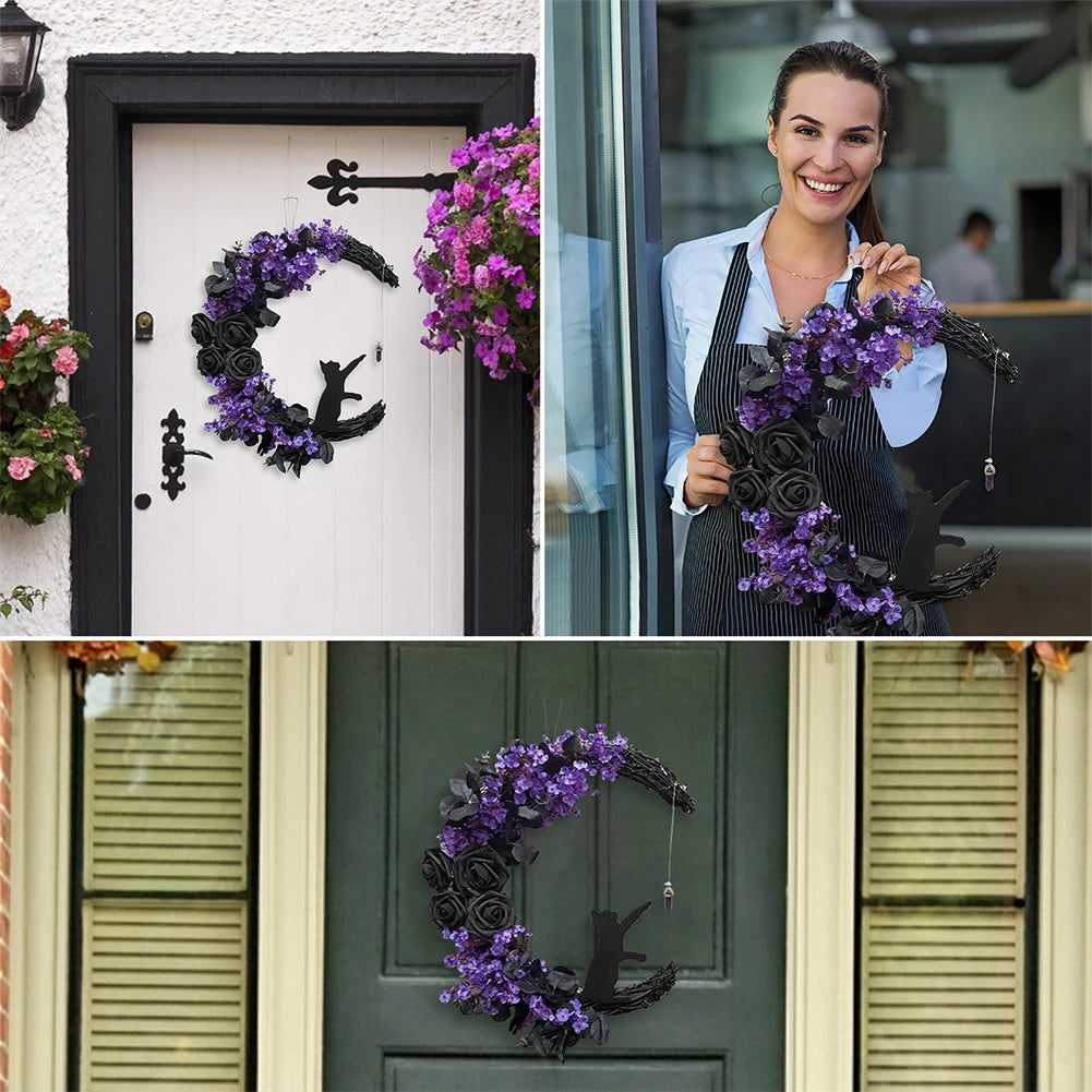 Artificial Halloween Wreath Autumn Pumpkin Wreath Front Door Garland Harvest Festival Celebration Farmhouse Party Decoration