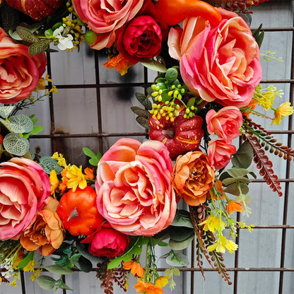 Autumn Round Wreath Decorative Artificial Fall Wreath Festival Theme for Harvest Festival Decor