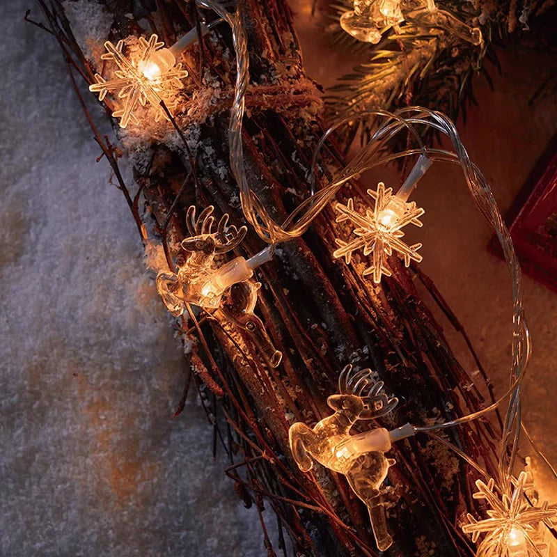 1.5-10meters 2025 Christmas String Lights Star Snowflake LED Light String Xmas Party Supplies Home Decoration