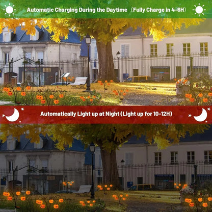 Solar Halloween Lights Outdoor Waterproof 2 Pack Orange Pumpkin Swaying LED Lamps for Thanksgiving and Halloween Garden Decor Y