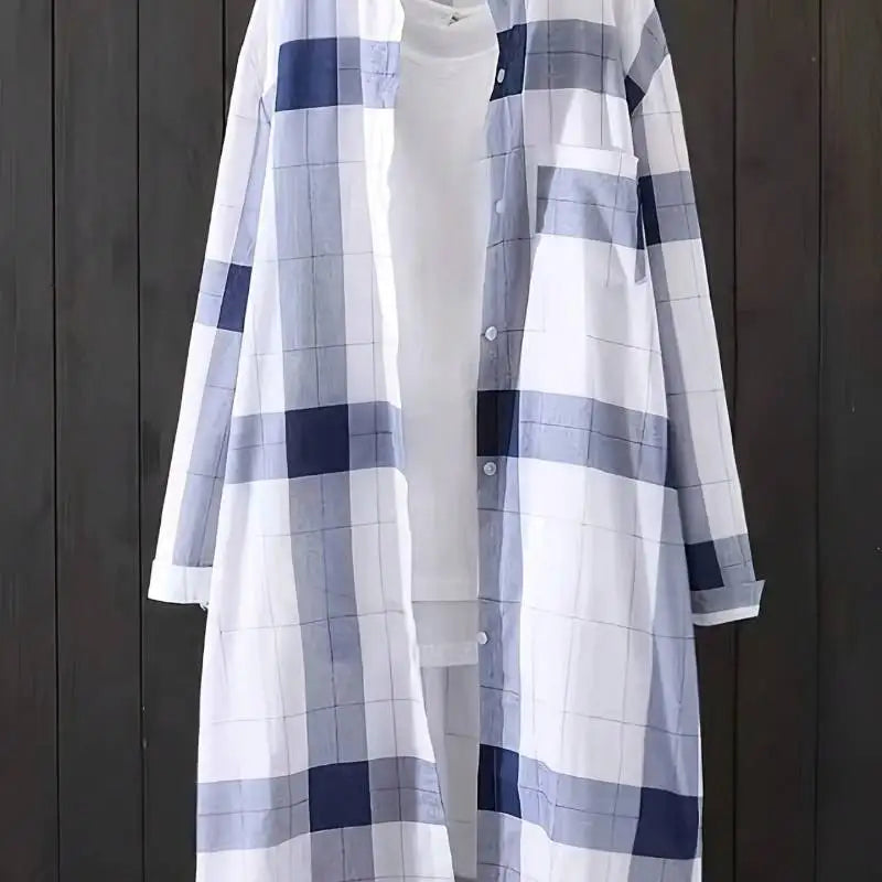 2025 Fall Fashion Plaid Shirt - Women's Plus Size Long Sleeve Top | Loose Elegant Casual Blouse | Oversized Shacket Style