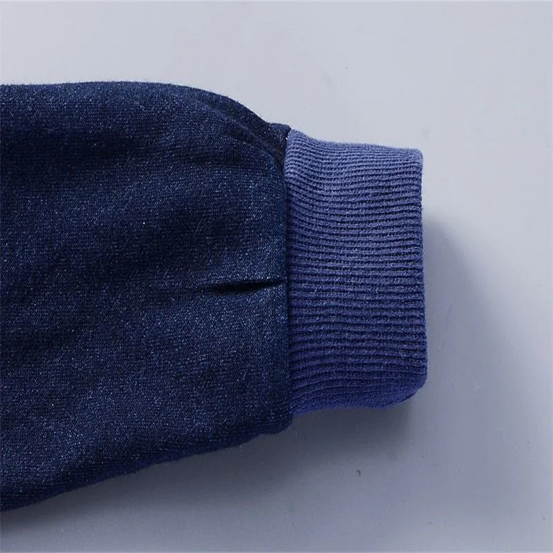 Spring and autumn toddler boy 76 decorative printed coat+elastic jeans suit fashion Joker.