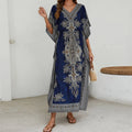 Bohemian V-Neck Short Sleeve Beach Smock Dress Women Summer Autumn Loose Casual Sunscreen Print Boho Long Dresses For Women