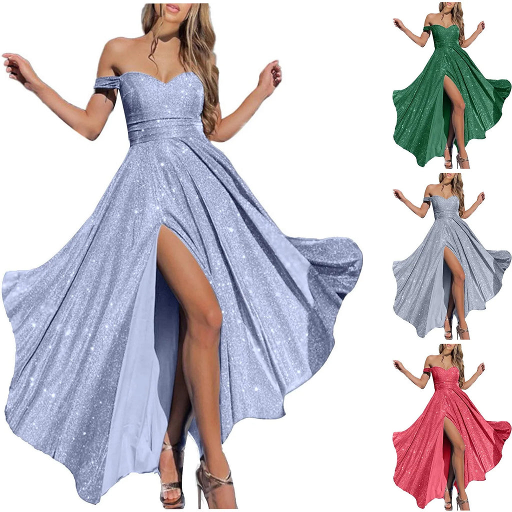 Women'S Evening Party Dress With Sparkling Sequins Silhouette Strapless Sexy And Fashionable High Tall Formal Dresses For Women