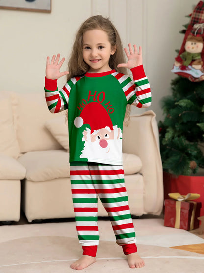 Europe and the United States 2024 new Santa Claus stripes Christmas family home clothing pajamas new set