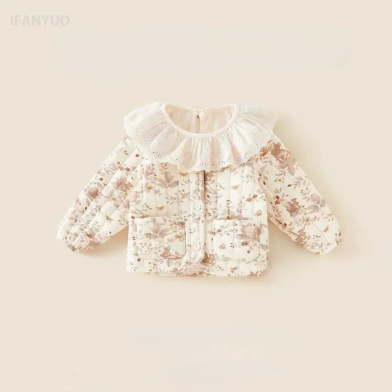 2-6Y Kids Velvet Jacket New Nordic Style Sweet Cotton Coat Babies Autumn Winter Boys Girls Comfortable and Warm Lined jacket