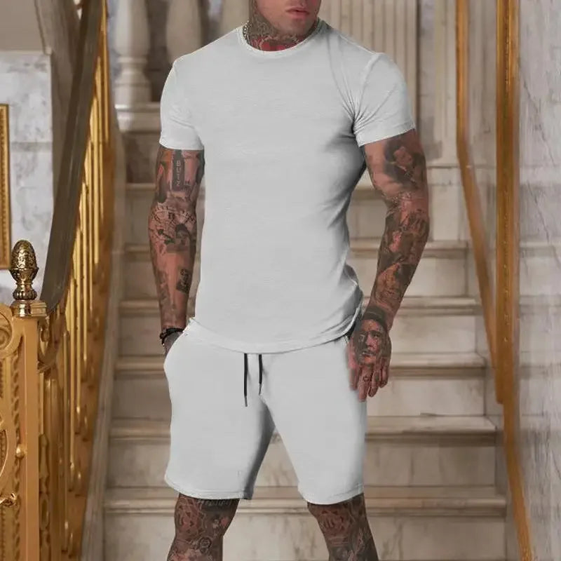Men's two-piece sports suit shorts casual fashion summer 2024 hot item