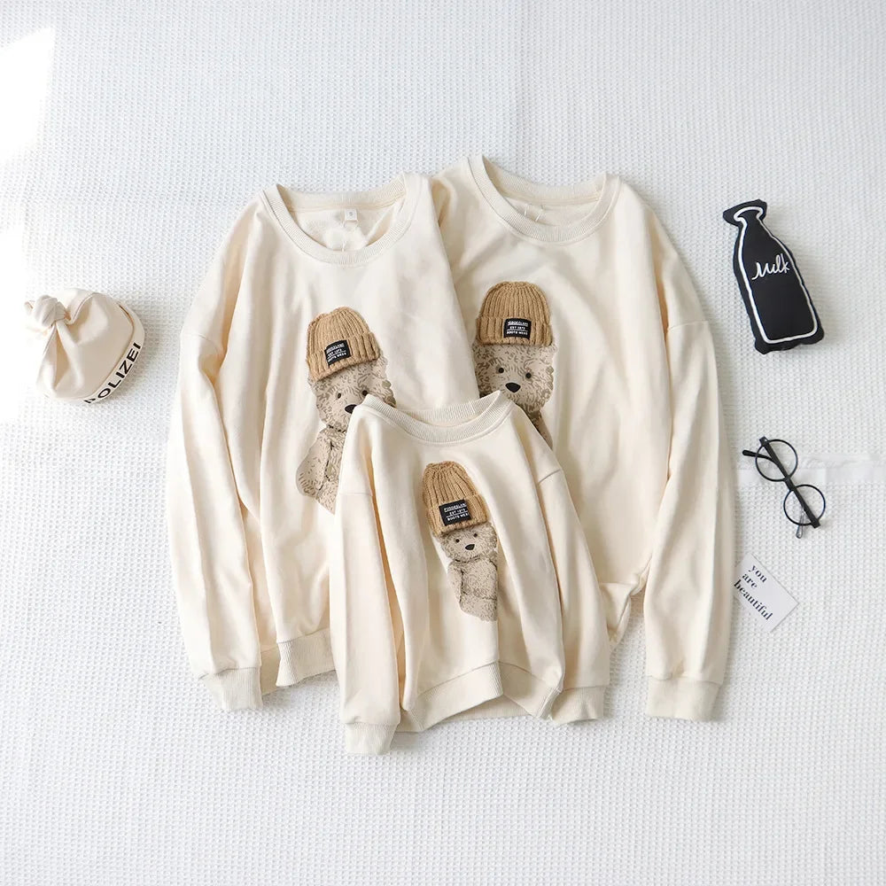 Family Matching Outfits Mom Dad and Son Sweatshirts Newbonr Bodysuit Mother Daughter Girl Same Tops and Plaid Skirts Clothes Set