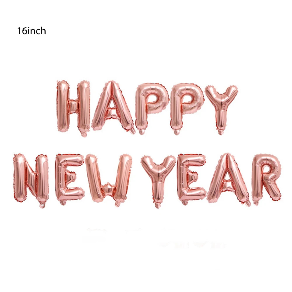 Gold Sliver Happy New Year 2026 Foil Balloons Hello 2026 Letter Balloon Banner Garland Christmas New Year Eve Decorations