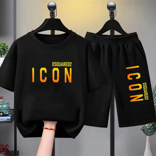 Brand letter printing Kids T-shirt Set Boys Girls 3-12yrs Short-sleeved+shorts 2Pcs Round Neck Sports Casual summer Clothes