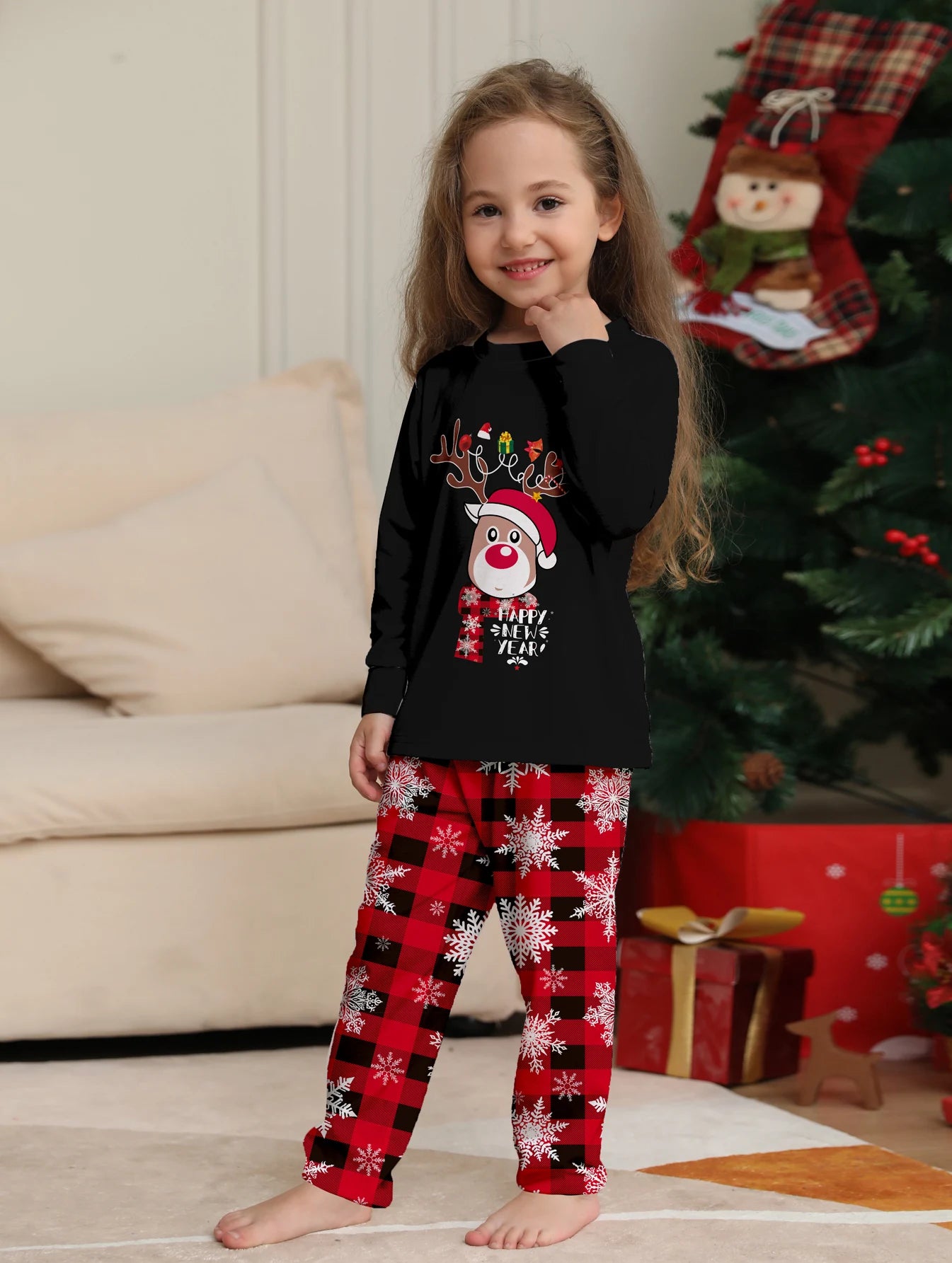 2024 Baby Boys Girls Winter Clothes Mother And Daughter Dad Sleepwear Printed Pajamas Set Family Christmas Matching Outfit