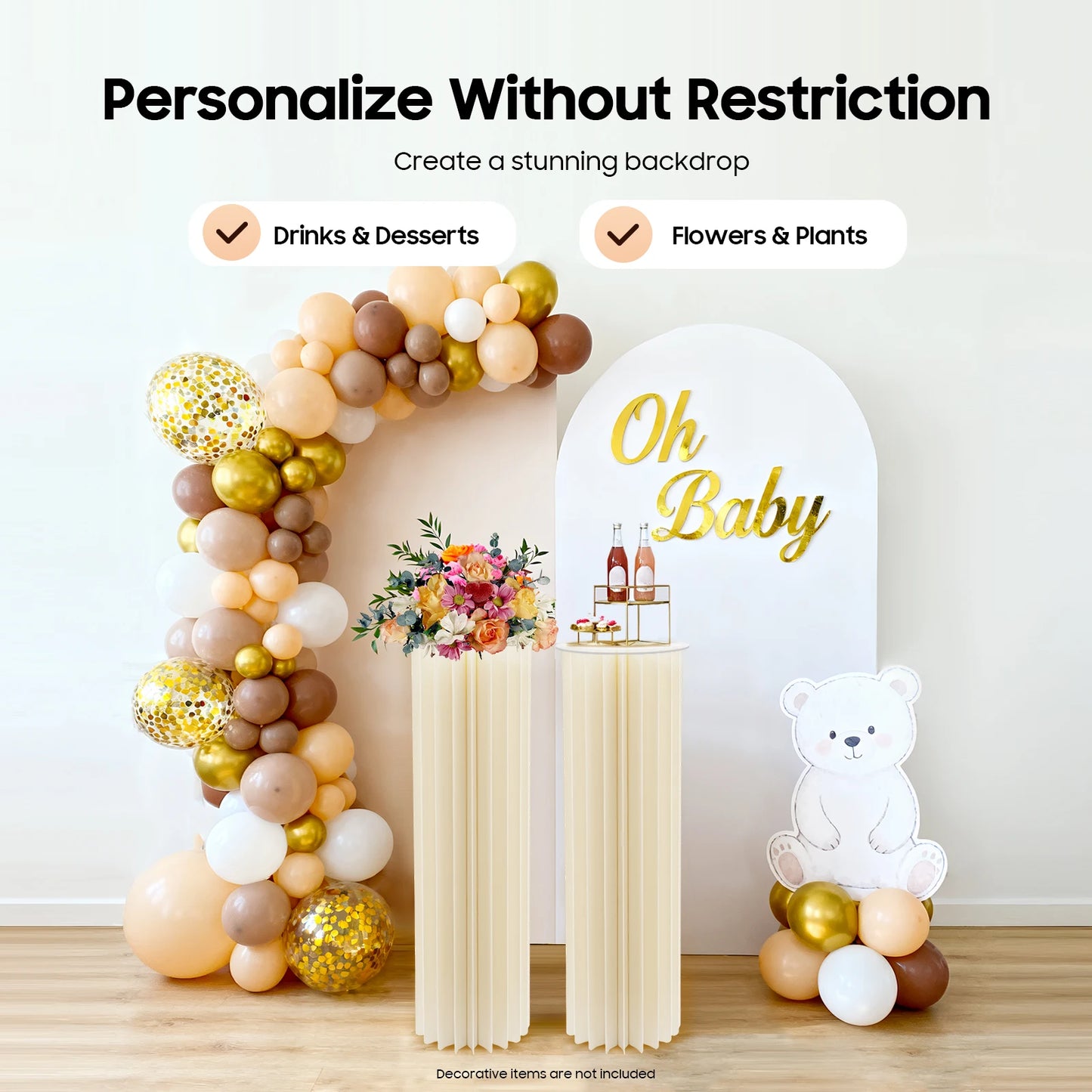 2PCS Cardboard Flower Stands Holder Cylinder Modern Wedding Decor 110lbs Load Bearing for Bouquet Cake Display Party Anniversary