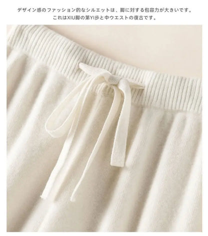 Thick Warm Knitted Casual Chic Basic Soft Elastic High Waist Women's Pants Korean Fashion Straight Ankle-Length Pants For Women