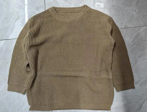 Suefunskry 1PC Mommy and Me Matching Sweaters Solid Color Knitted Long Sleeve Round Neck Warm Pullover Tops for Autumn Winter