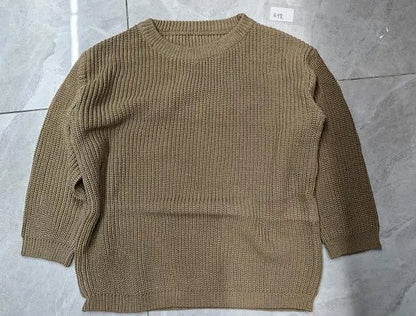 Suefunskry 1PC Mommy and Me Matching Sweaters Solid Color Knitted Long Sleeve Round Neck Warm Pullover Tops for Autumn Winter