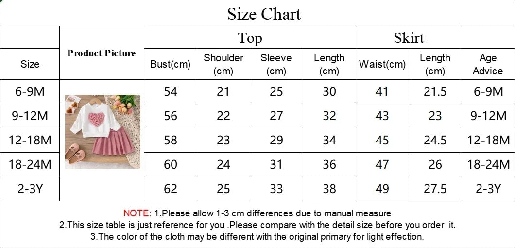 Baby Girl Outfit 0-3Y Pink Heart & Rose 3pcs Set High Neck Top Bow Skirt Hat Toddler Clothing Ensemble for Girls