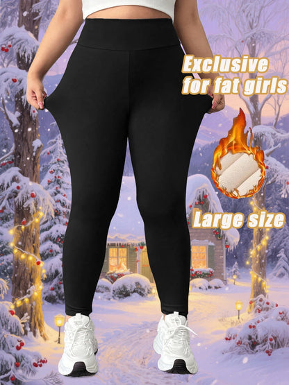 Plus - size Winter Fleece - lined High - waisted Leggings for Women, High Elasticity, Warm & Comfortable for Sports