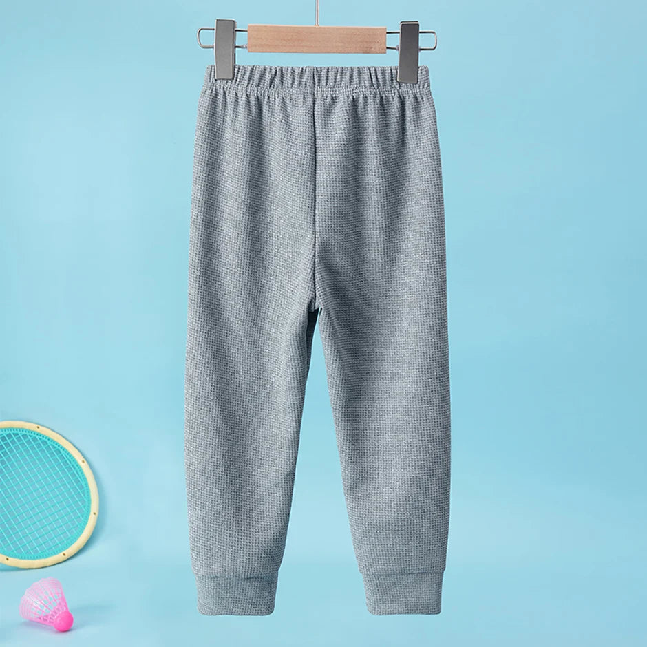 1/3 Pcs Children's Waffle Solid Color Sports Pants Boys Casual Joker Harun Pants Elastic Waist Running Pants Girls Fashion Pants