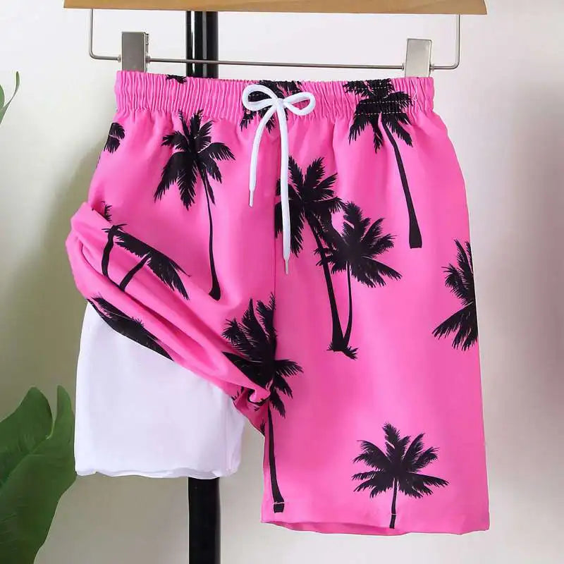 Children Sports Suits Summer Short Sleeve Beach Clothing Set Boy Printing Breathable Kids Short Sleeve Top +Beach Pants