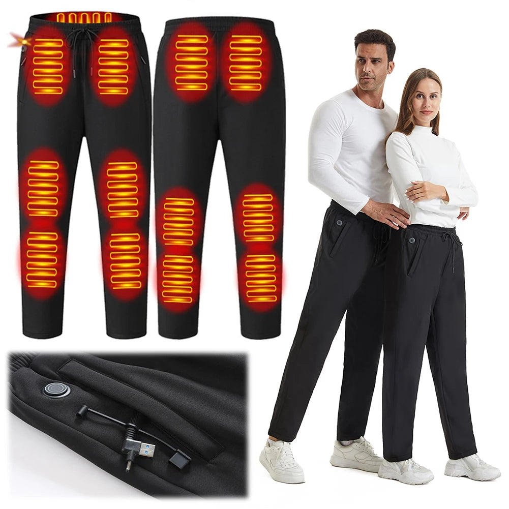 12 Heated Pants Zones Winter Thermal Pants Women Men 5V 3-Temperature Settings for Skiing Fishing Motorcycle USB Heating Pants