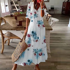 Women Dresses Casual Loose Comfortable Plus Size Dress With Tassels Bohemian Printed V Neck Long Length Woman Vestidosct