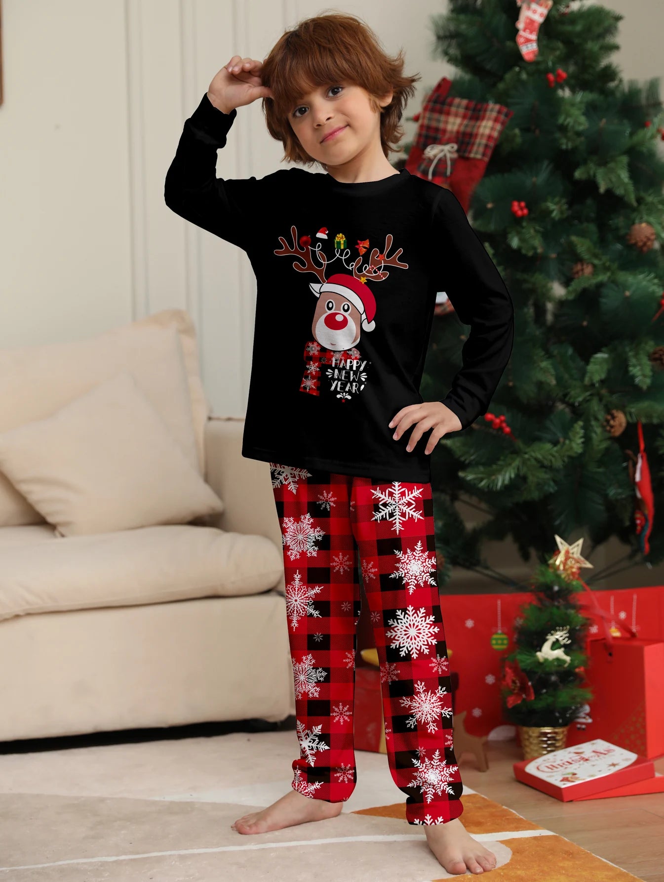 2024 Baby Boys Girls Winter Clothes Mother And Daughter Dad Sleepwear Printed Pajamas Set Family Christmas Matching Outfit