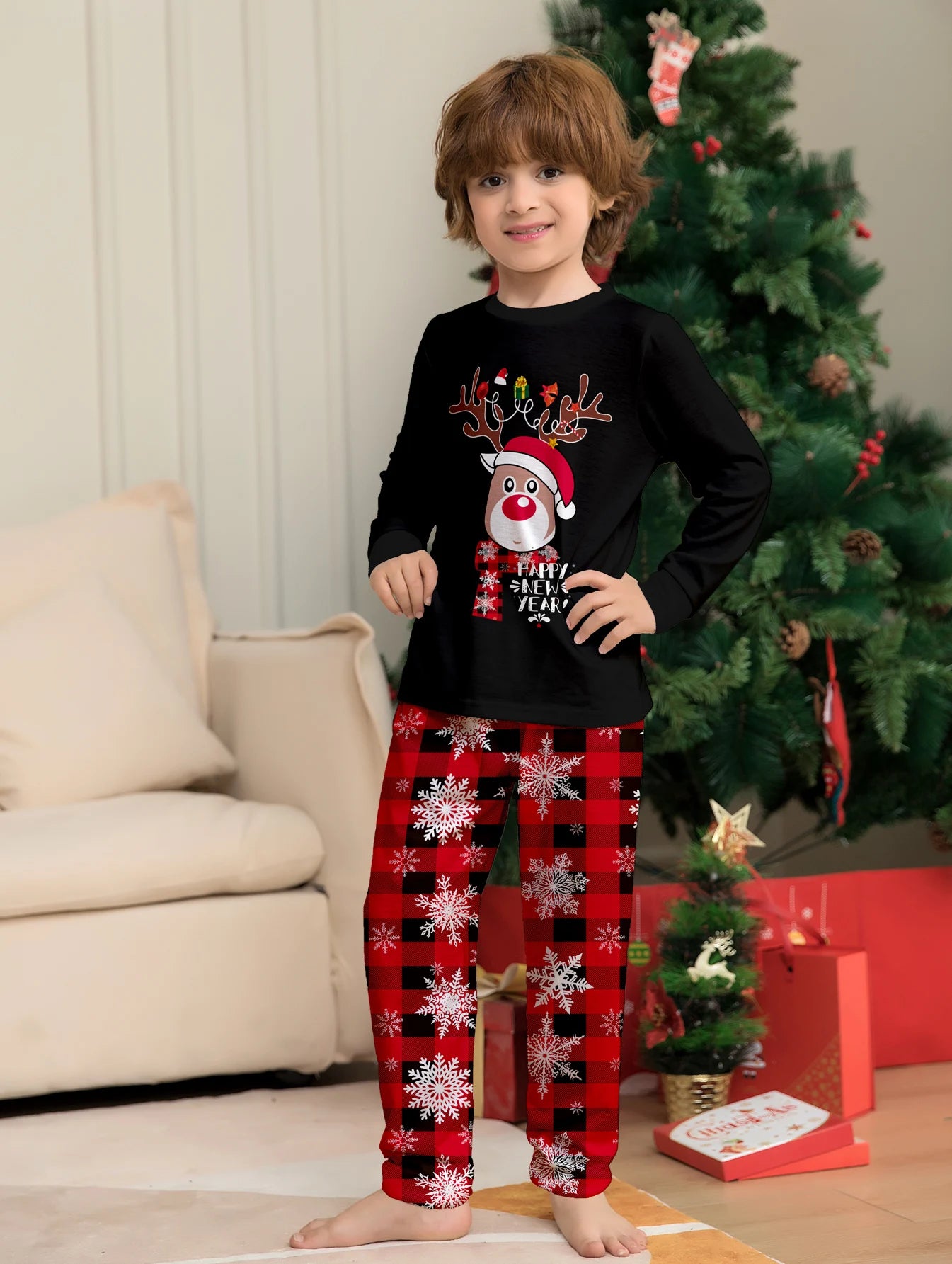 2024 Baby Boys Girls Winter Clothes Mother And Daughter Dad Sleepwear Printed Pajamas Set Family Christmas Matching Outfit