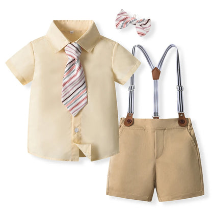 Baby Boys Formal Wear Dress Shirt Vest Pants Bowtie Set Gentleman Outfits for Wedding Party Toddler Little Boys Clothing Set