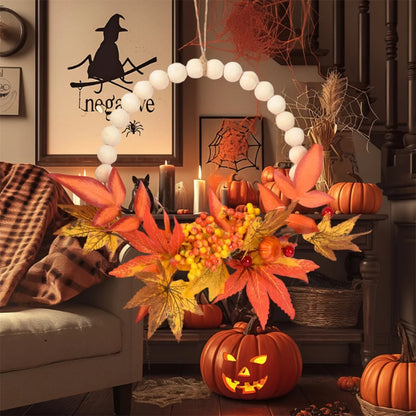 Fall Harvest Wreath with Pinecones and Acorns Autumn Leaves Thanksgiving Door Decoration for Home Wall Decor