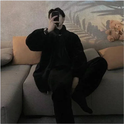 Winter Pajamas Women Coral Fleece Homewear Suit Couple Long Pijama Men Thickened Velvet Warm Soft Comfortable Pajamas Set