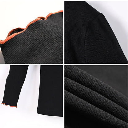 Ali-Plus family clothes set black cotton Mousse cashme plaid girl dress vest shirt black mock neck top plaid for autumn children