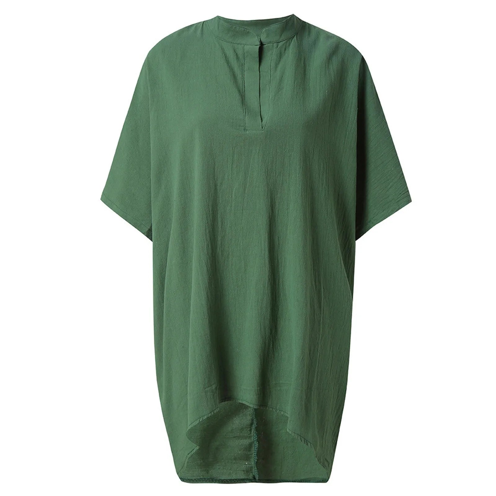 2025 New Casual Blusas Women Short Sleeve Cotton Linen Loose Blouse Vintage Oversized Shirt Elegant Irregular Long Tunic Tops